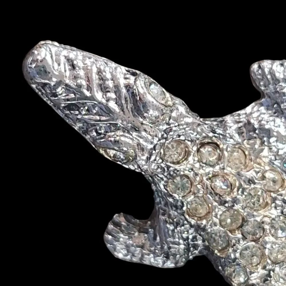 Crystal Gator Croc Brooch Lizard Salamander Gecko Chameleon Alligator Lapel Pin